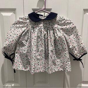 Stellybelly Collared Floral Print Blouse w/ Navy Corduroy Bloomers Size 2T